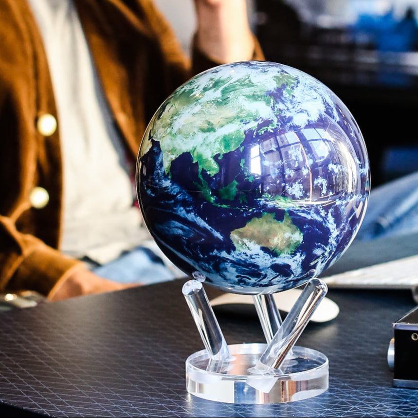 MOVA Earth With Clouds Solar Powered Spinning Globe
