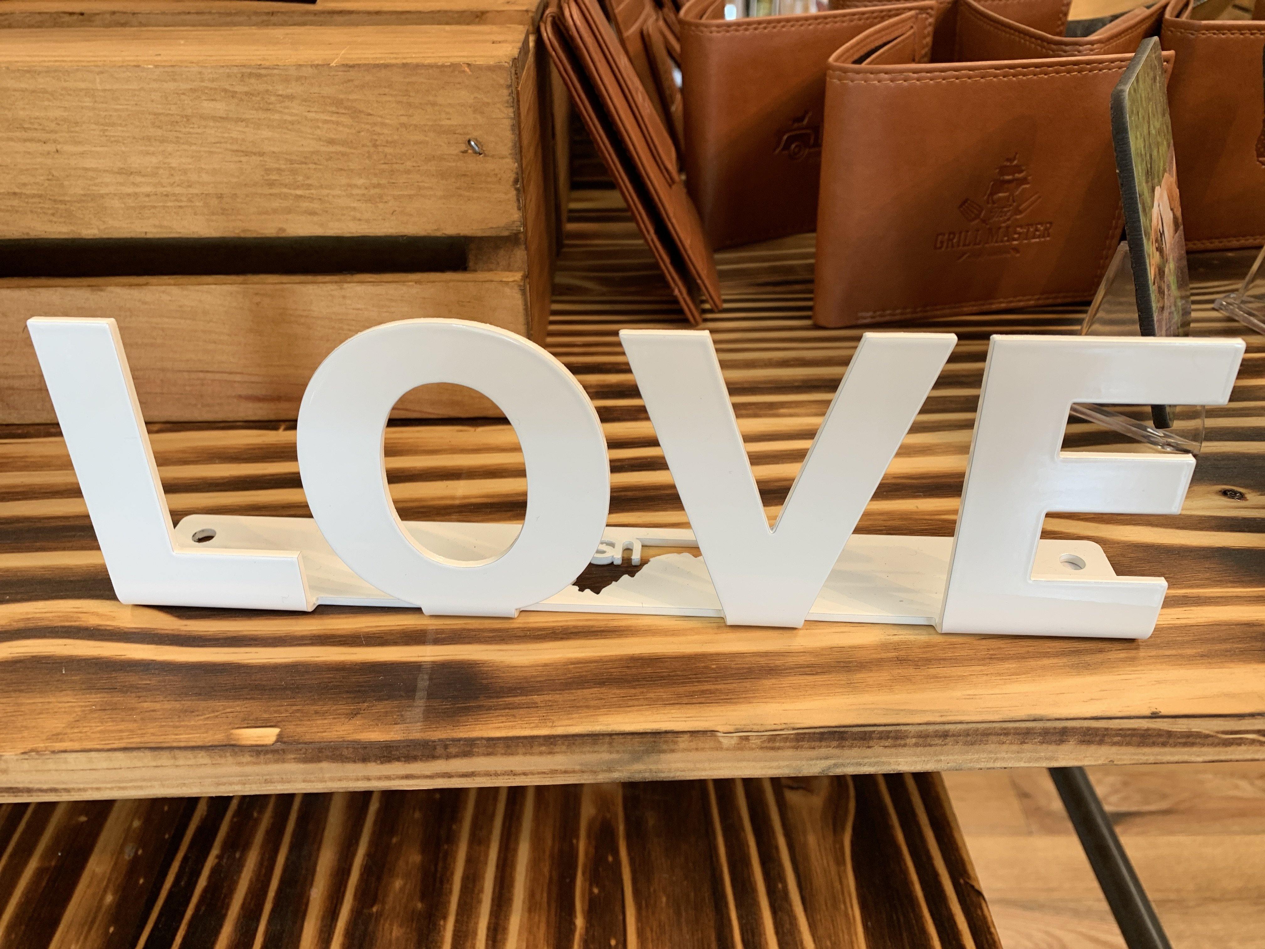 Small White Metal LOVE Sign - Turnmeyer Galleries