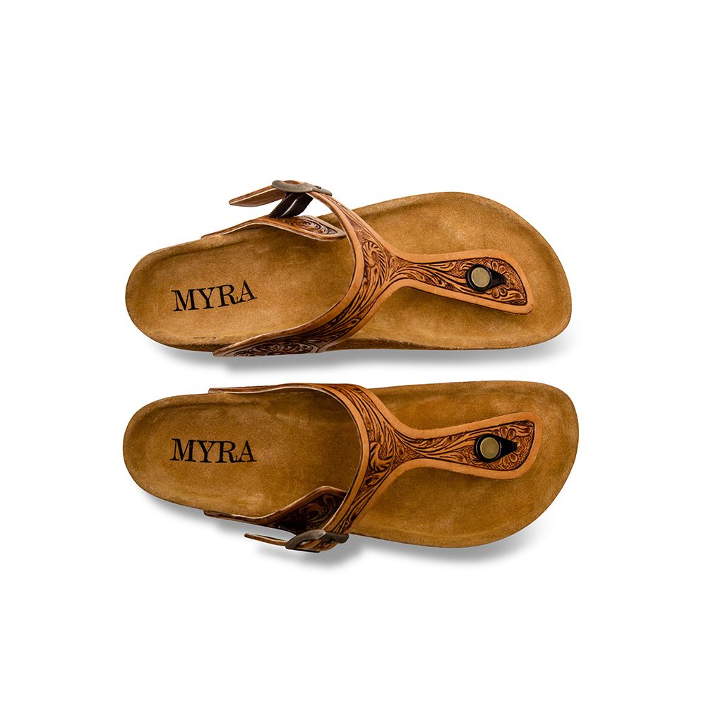 Grashius Western Hand Tooled Leather Sandals