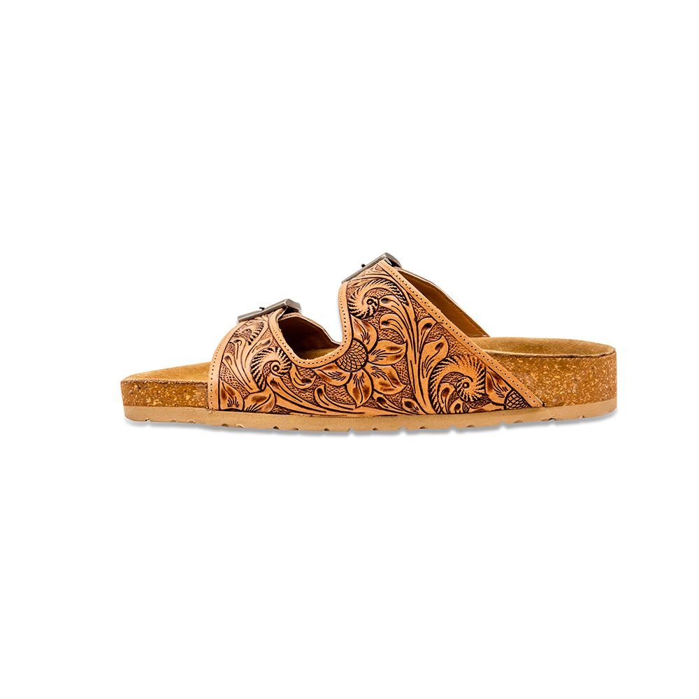 Myra Hand Tooled Leather Sandals - Footo