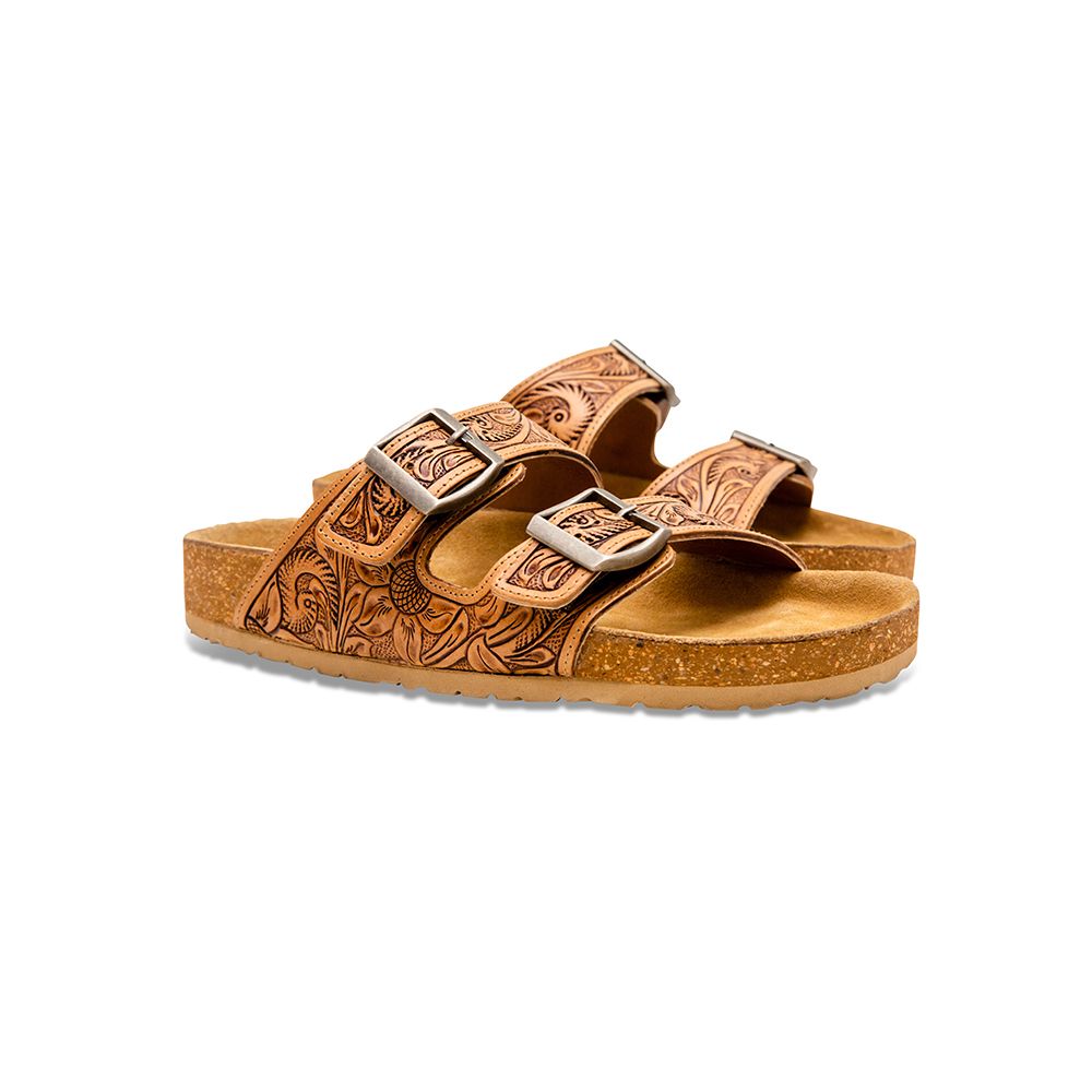 Myra Hand Tooled Leather Sandals - Footo