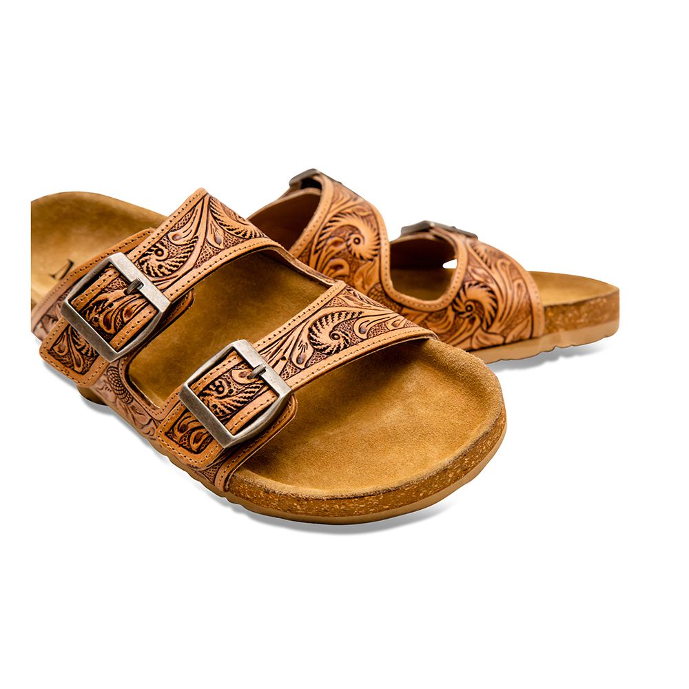 Myra Hand Tooled Leather Sandals - Footo