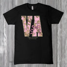 Simply Southern black short sleeve cotton tee featuring Virginia state letters filled with pink camo pattern and bow graphic