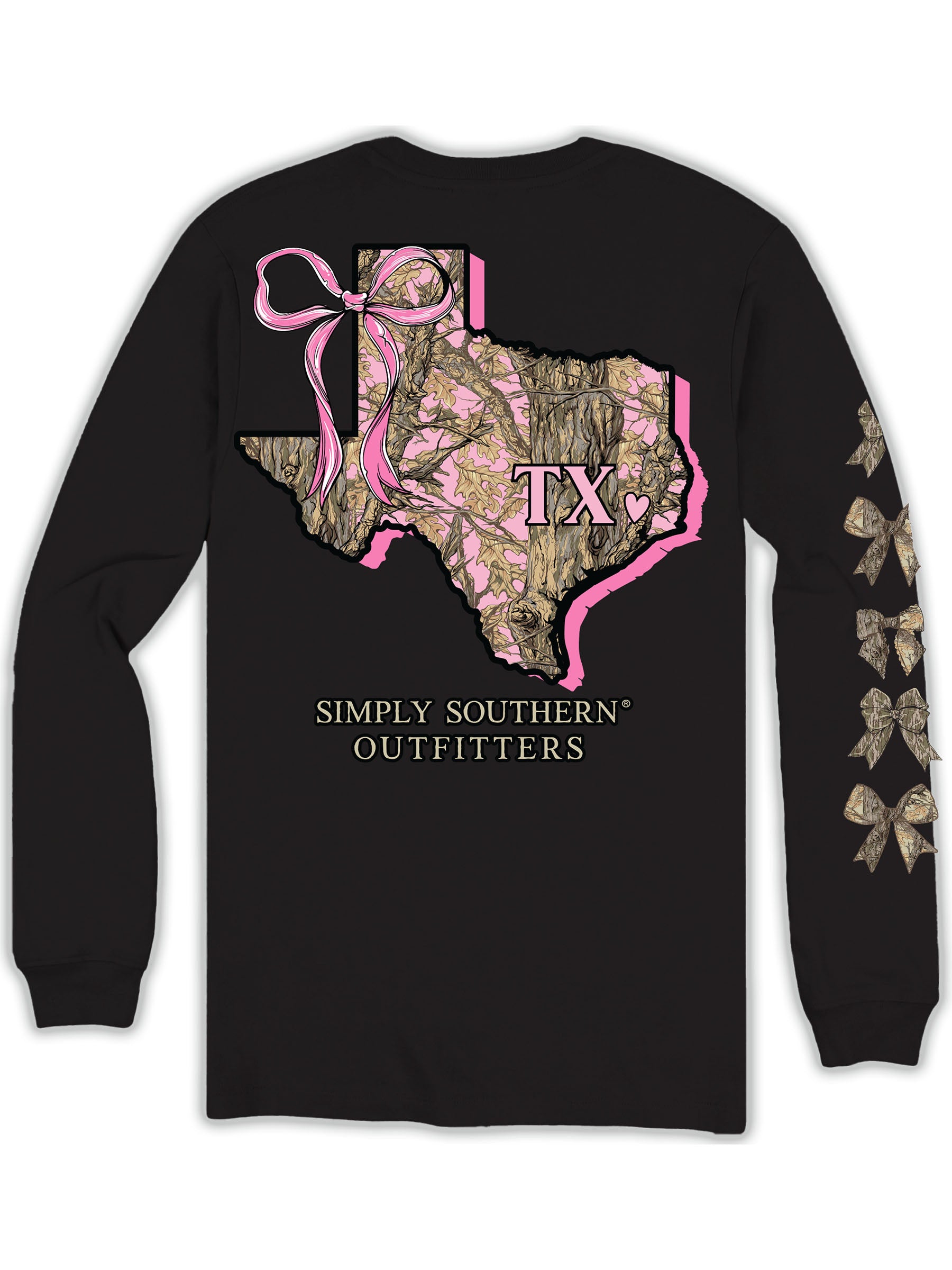Simply Southern Pink Camouflage Texas Long Sleeve T-Shirt