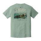 Back view of a Comfort Colors Bay shirt featuring vintage shipwreck coastal artwork and nautical design details.