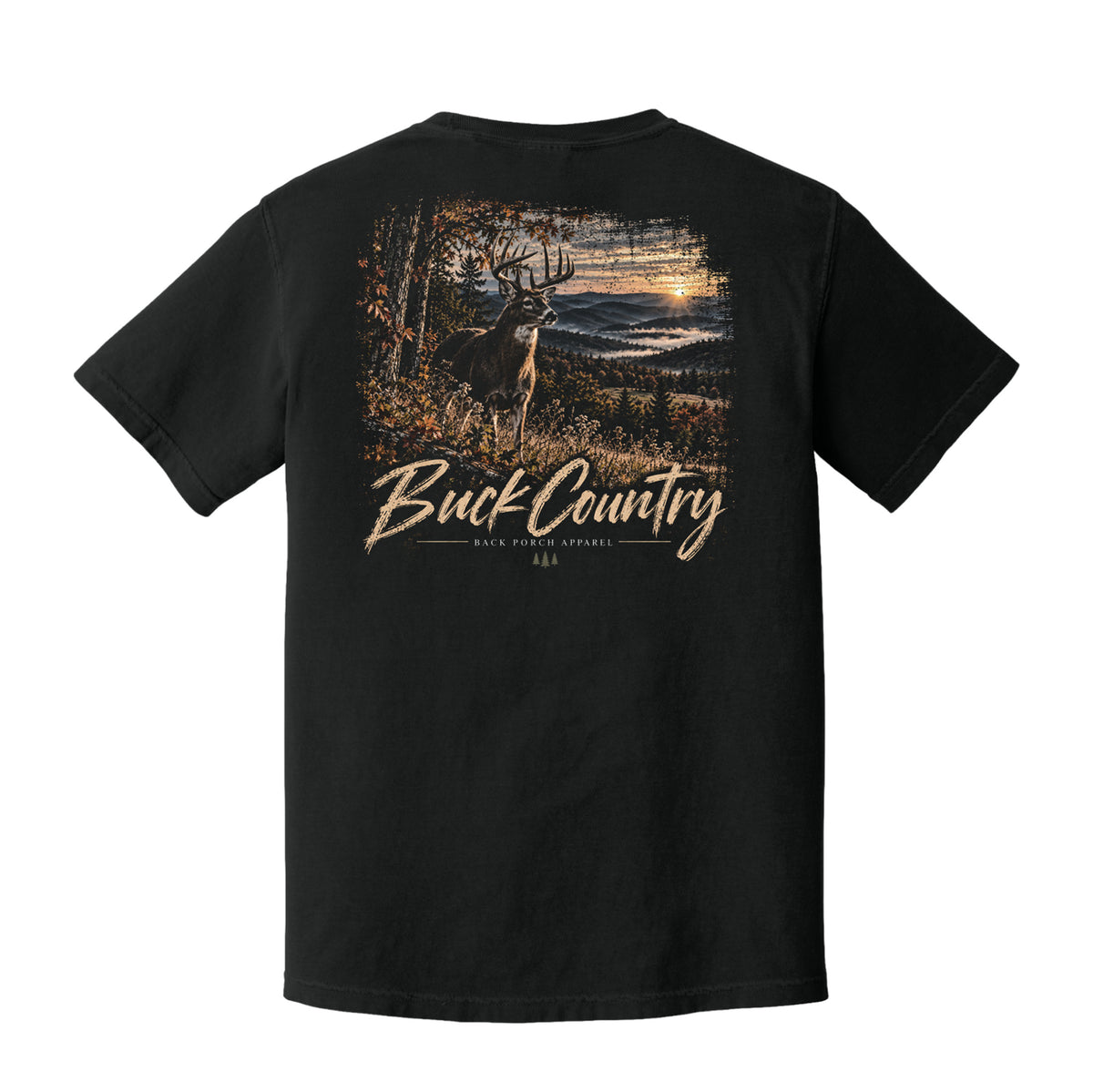 Buck Country Back Porch Apparel Comfort Colors Deer Shirt on white background