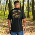 Model wearing a Back Porch Apparel Chicken Friend Steak Comfort Colors Shirt