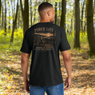 Model wearing a Back Porch Apparel Coffee Is Better on the Porch Comfort Colors Shirt