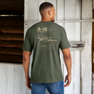 Model wearing Back Porch Apparel A-10 Warthog Comfort Colors T-Shirt