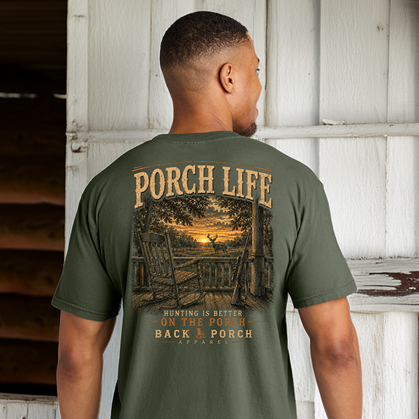 Porch Life Hunting Comfort Colors T-Shirt – Hunting Is Better on the Porch Graphic Tee by Back Porch Apparel