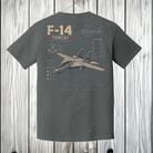 Comfort Colors Pepper t-shirt featuring a vintage F-14 Tomcat fighter jet blueprint graphic printed on the back.