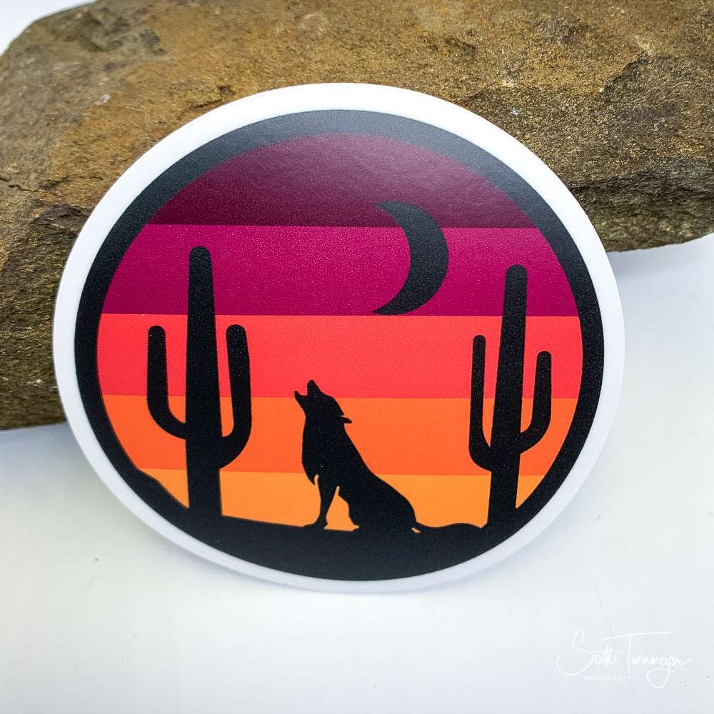 Desert Wolf Howling Vinyl Sticker Decal