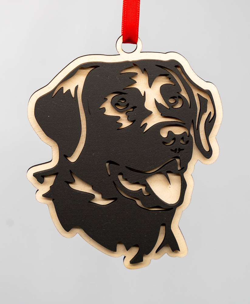 Black Lab Wood Christmas Ornament with Customizable Options