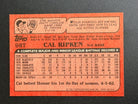 Back of 1982 Topps Cal Ripken Jr. card displaying batting statistics, career information, and Topps branding
