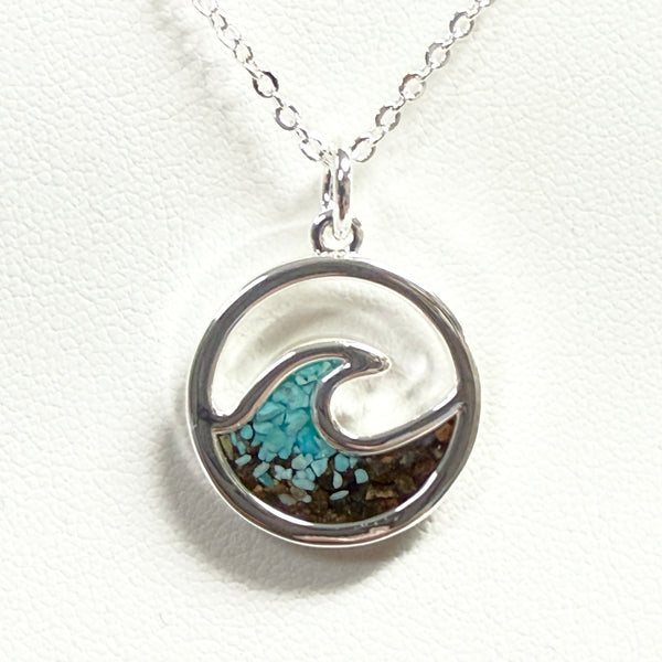 Dune Jewelry Shenandoah River Wave Necklace with Turquoise