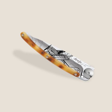 Deejo Aviation Plane 37g Laser Engraved Pocket Knife