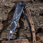 Brown Camo Wood with Deer Ornate Decorative Pocket Knife