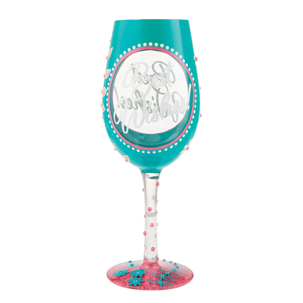 Best Wishes Hand Painted Wine Glass