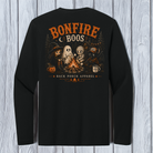 Black Bonfire Boos long sleeve shirt with vintage Halloween campfire design