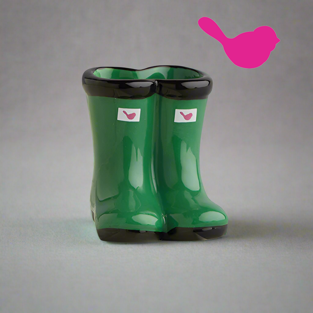 Nora Fleming Mini - Jumpin' Puddles Green Wellies Boots