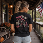 Women wearing the Boo-Yaw Back Porch Apparel shirt