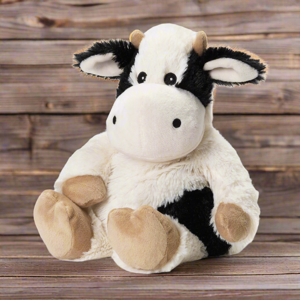 Warmies Black and White Cow Weighted Calming Stuff Animal Plush