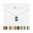 Layers Silver Square Jewel Adjustable Necklace - Clasp-Free, Drawstring Adjuster, 13" to 34"