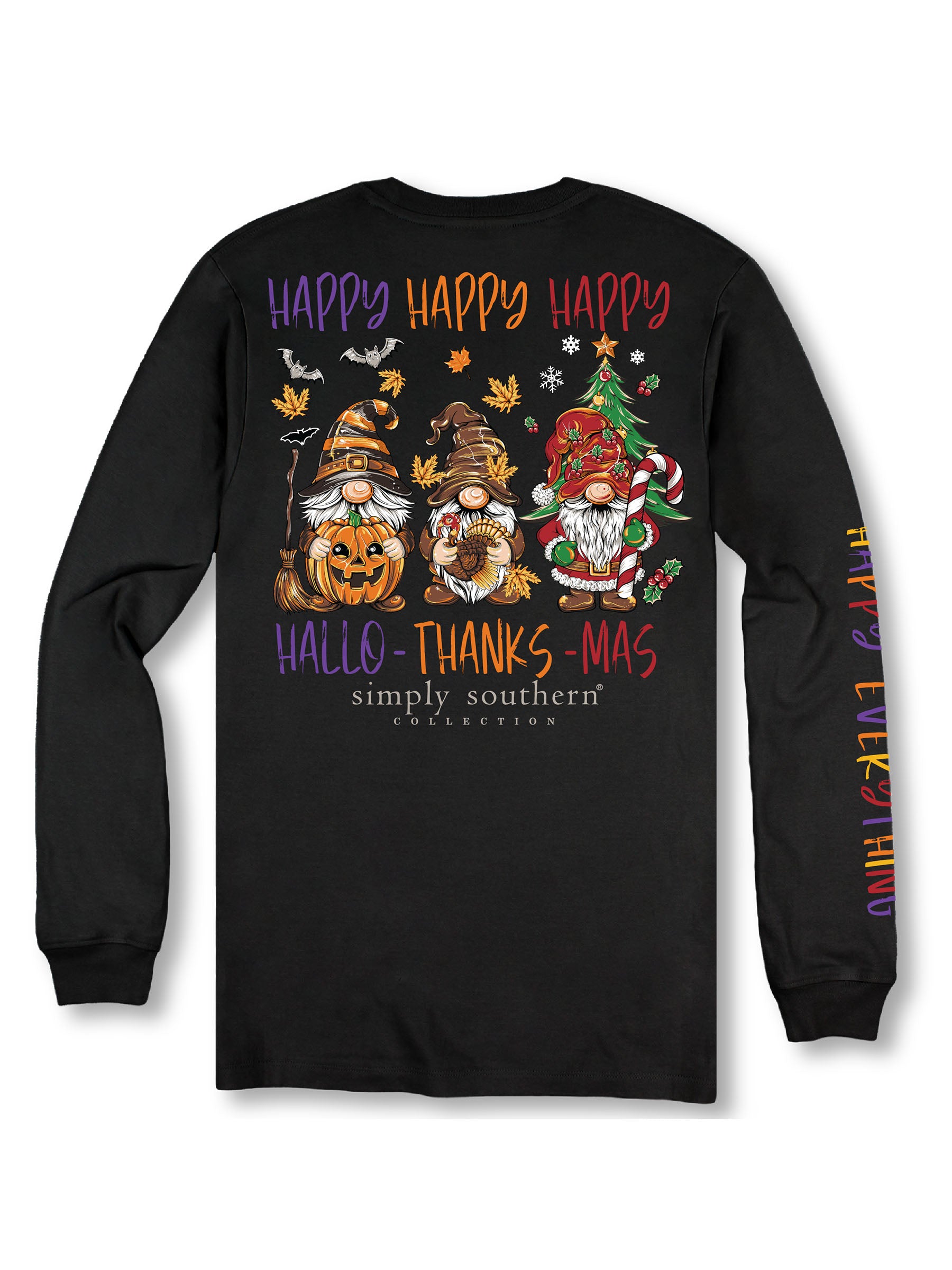 Simply Southern Happy Everything Gnomes Long Sleeve Graphic T-Shirt