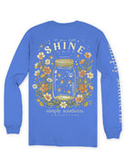 Back of Bali Blue Simply Southern 100% cotton long sleeve shirt featuring Let Your Light Shine, Matthew 5:16, fireflies and wildflowers.