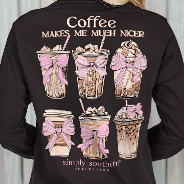 Simply Southern Nicer Coffee Long Sleeve Graphic T-Shirt