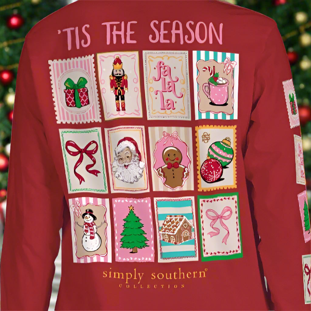 Simply Southern Christmas Stamps Long Sleeve T-Shirt