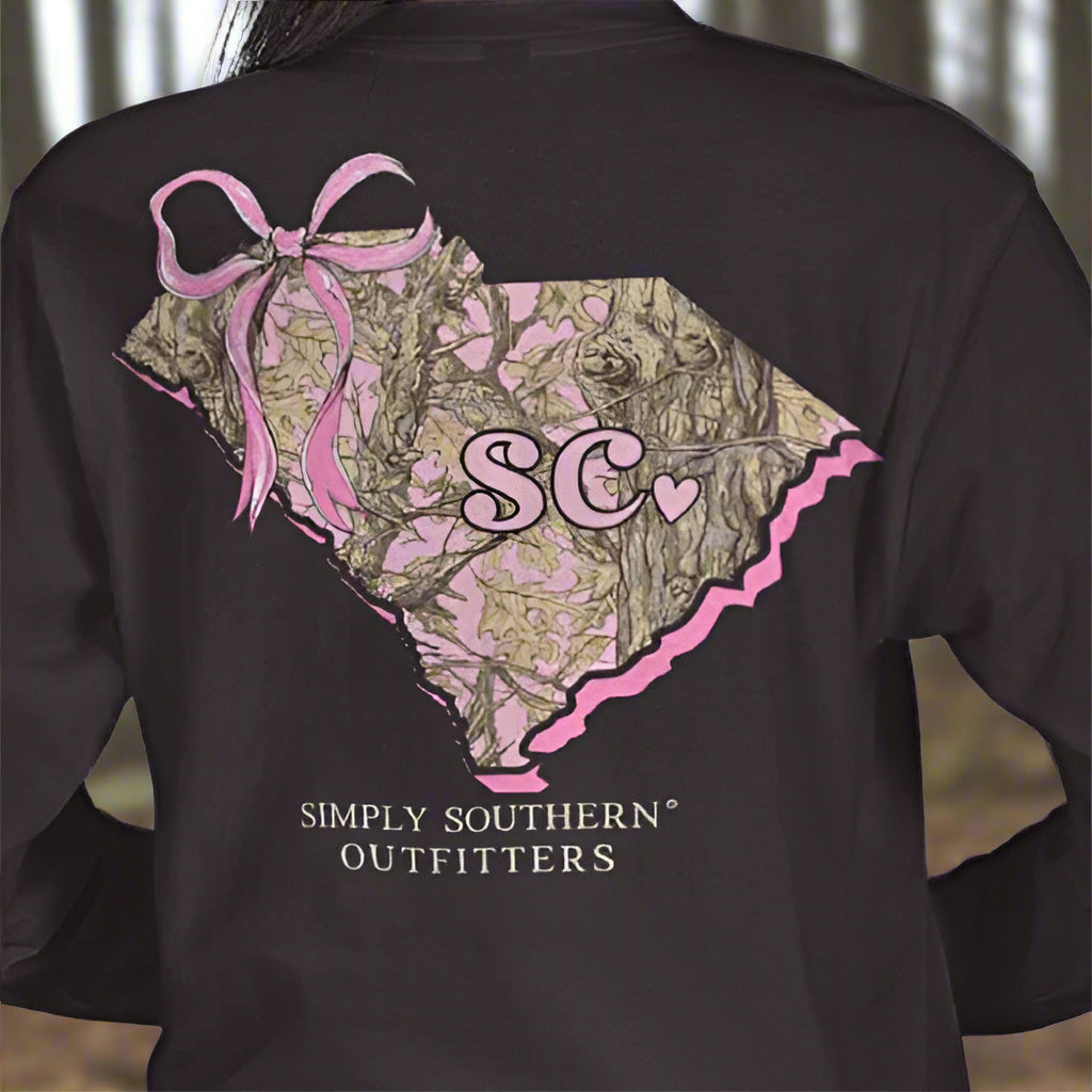 Simply Southern Pink Camouflage South Carolina Long Sleeve T-Shirt