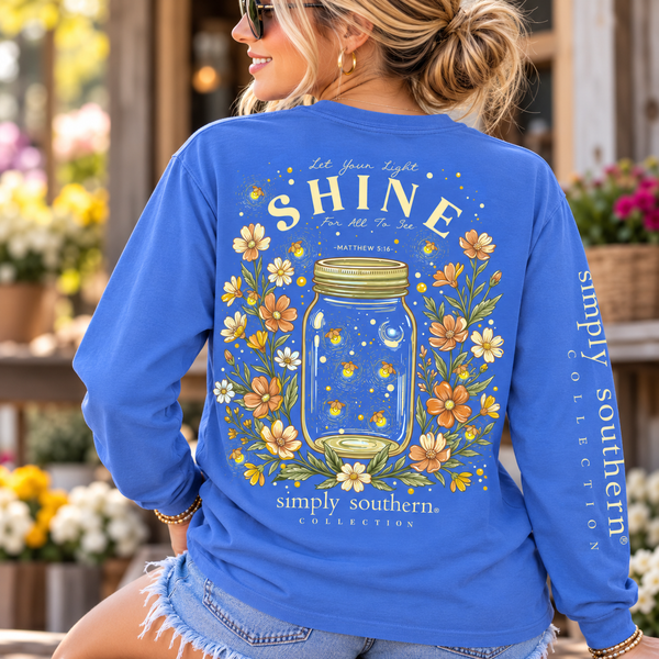 Simply Southern Let Your Light Shine Long Sleeve T-Shirt – Bali Blue