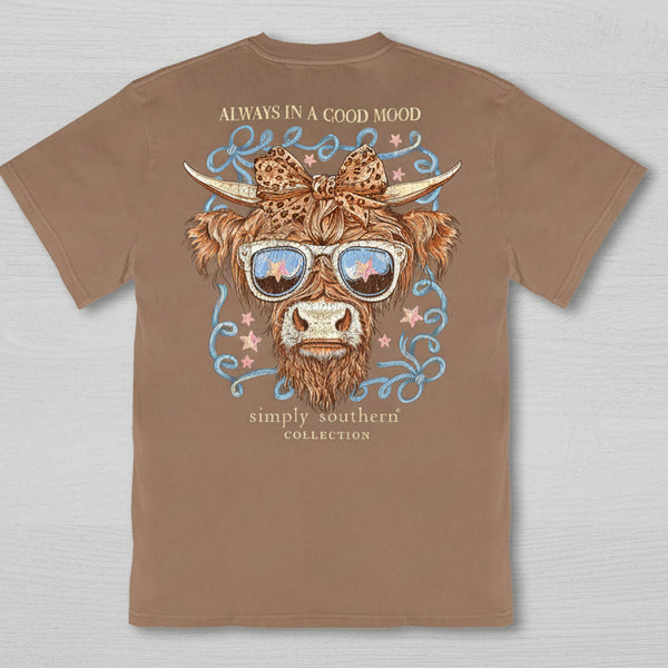 Simply Southern Always in a Good Mood Mineral Washed Short Sleeve T-Shirt – Rawhide