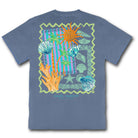 Simply Southern mineral washed overcast blue t-shirt with reef stamp graphic on the back