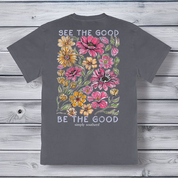 Simply Southern “See the Good, Be the Good” Short Sleeve Tee – Dark Gray