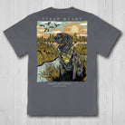 Simply Southern mineral washed graphite t-shirt with Stand Ready hunting dog graphic on the back