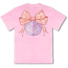 Simply Southern mineral wash pink shell bow graphic t-shirt back view
