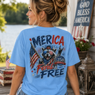 Woman wearing a Merical Feral and Free Back Porch Apparel Shirt