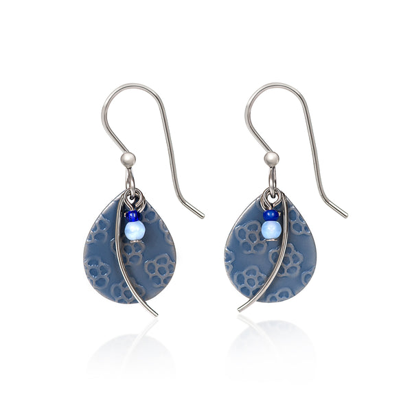 Silver Forest Blue Teardrop USA Hand Crafted Hypoallergenic Earring