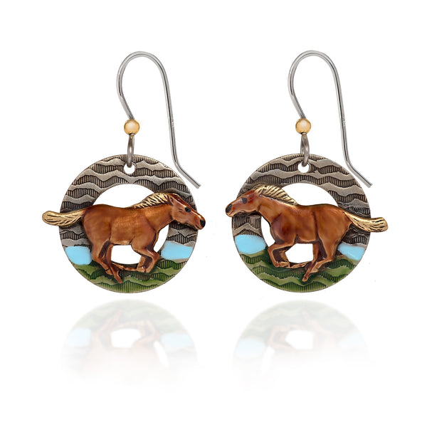 Silver Forest Running Horse USA Hand Crafted Hypoallergenic Earring