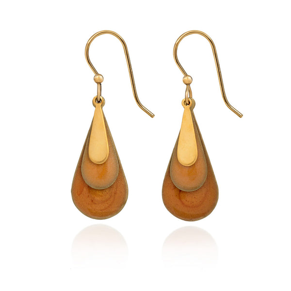 Silver Forest Gold Layered Teardrops USA Hand Crafted Hypoallergenic Earrings