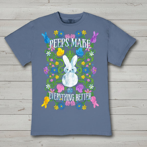 Peeps Make Everything Better Vintage Short Sleeve T-Shirt – Overcast Blue