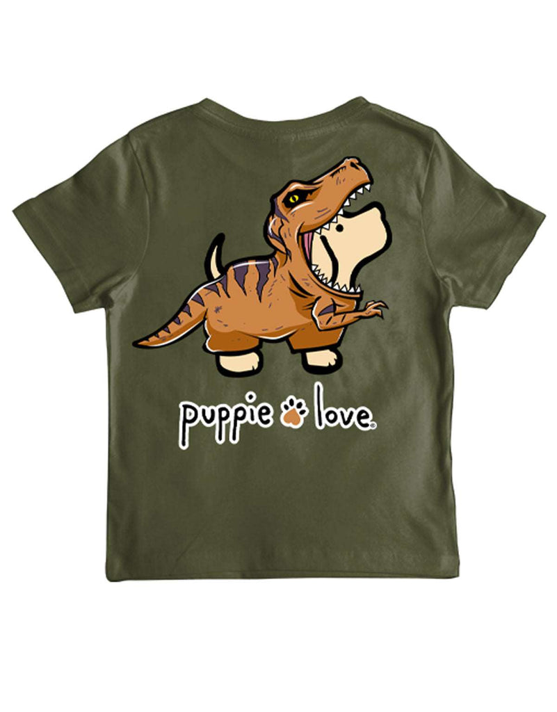 Dinosaur Pup Youth Cotton Short Sleeve T-Shirt