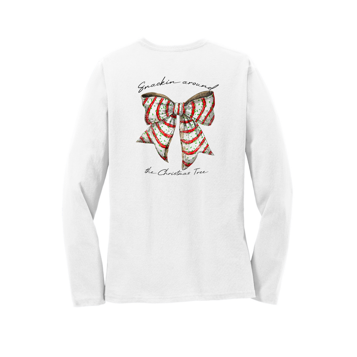 Snackin Around The Christmas Tree Bow Christmas Womens T-Shirt 