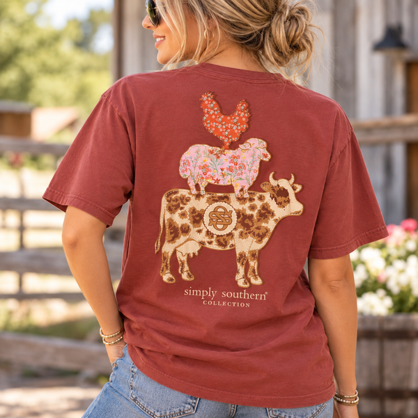 Simply Southern Farm Animals Short Sleeve T-Shirt – Maple