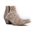 Western Moxie Hand-tooled Boots Booties in White Chocolate