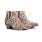 Western Moxie Hand-tooled Boots Booties in White Chocolate