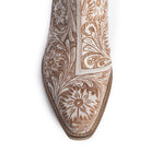 Western Moxie Hand-tooled Boots Booties in White Chocolate