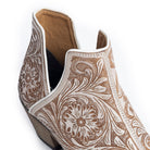 Western Moxie Hand-tooled Boots Booties in White Chocolate